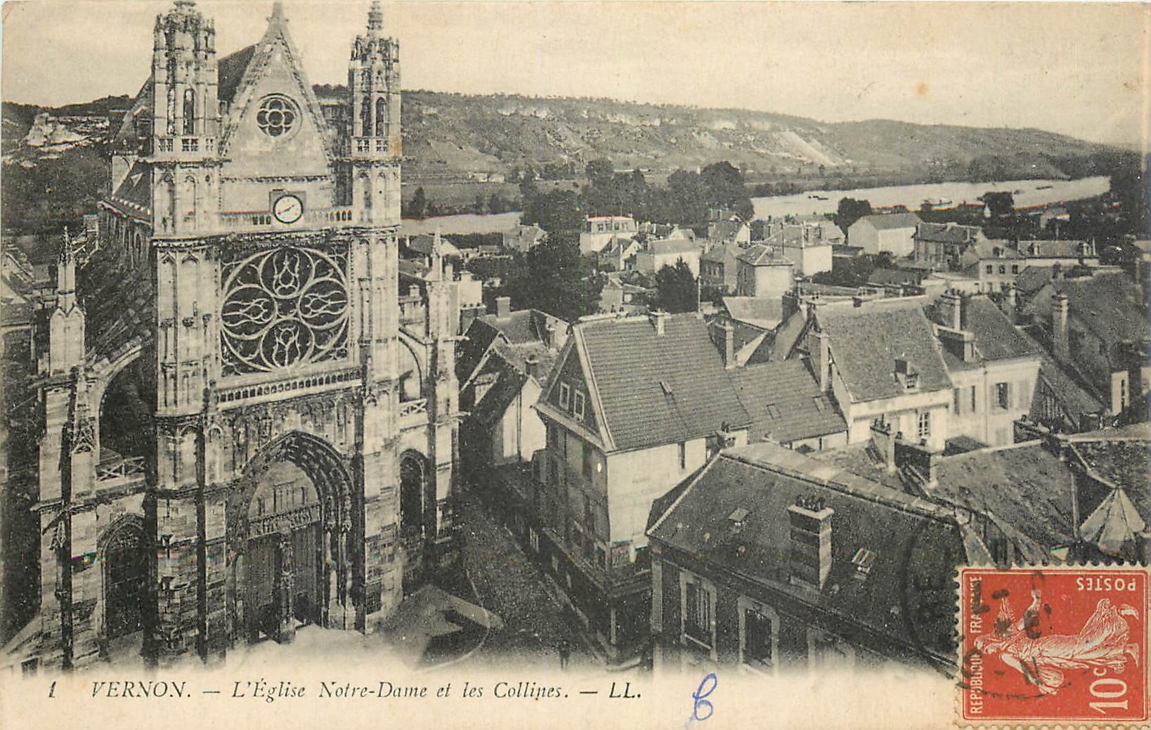 CPA Vernon L'Eglise Notre Dame et les Collines 
