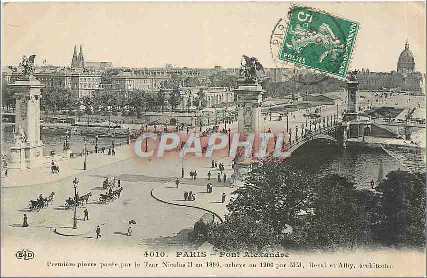 CPA Paris Pont Alexandre Premiere pierre par le Tzar Nicolas II Russie Russia