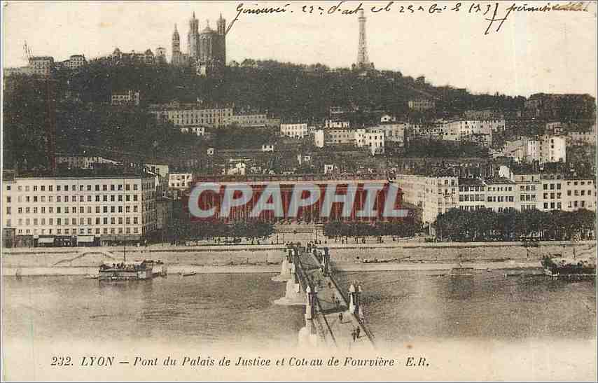CPA Lyon Pont du Palais de Justice et Coteau de Fourviere 