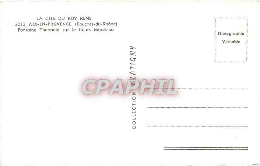 Fontaine Thermale — Aix-en-Provence — Collection Glatigny — Verso