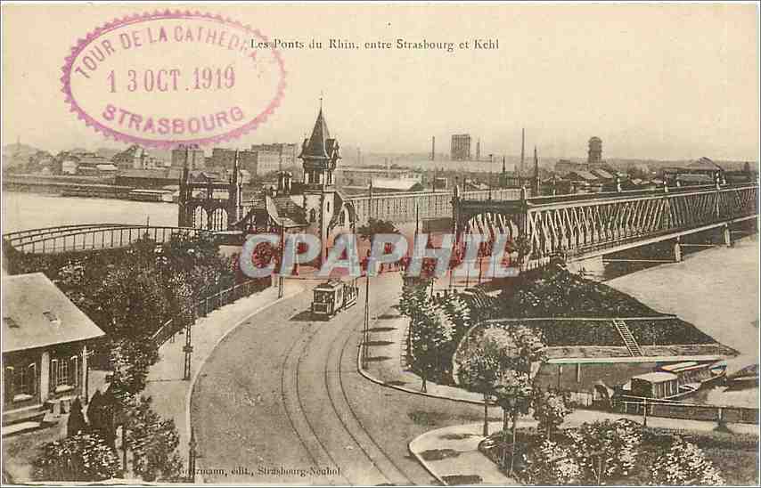 CPA Les Ponts du Rhin entre Strasbourg et Kehl Tramway