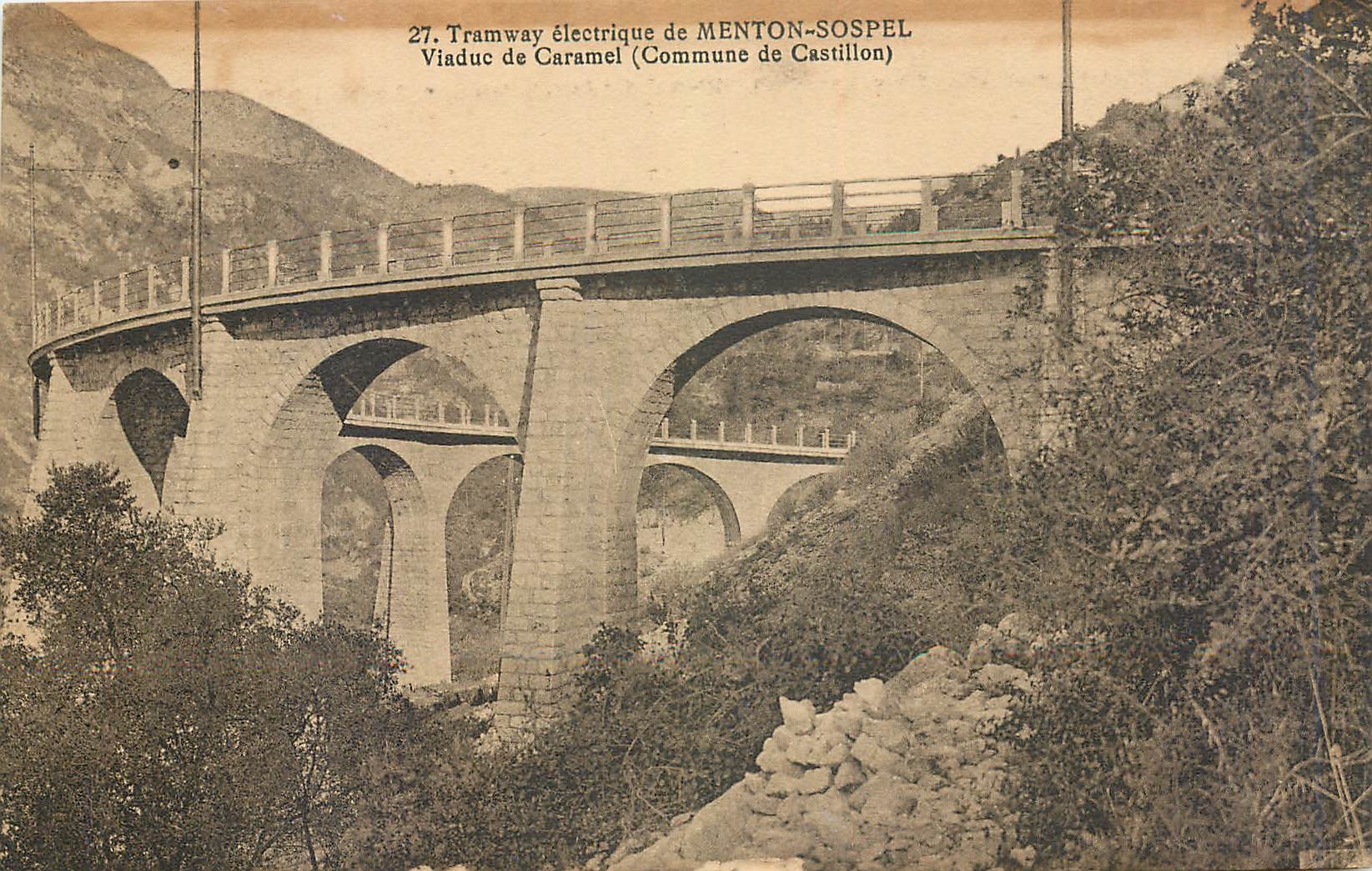 CPA Tramway electrique de Menton Sospel Viaduc de Caramel 