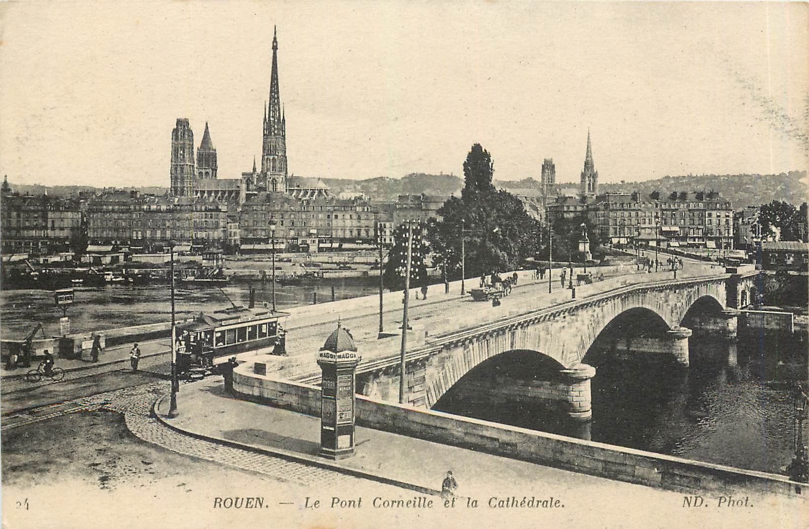 CPA Rouen Le Pont Corneille et la Cathedrale Tramway