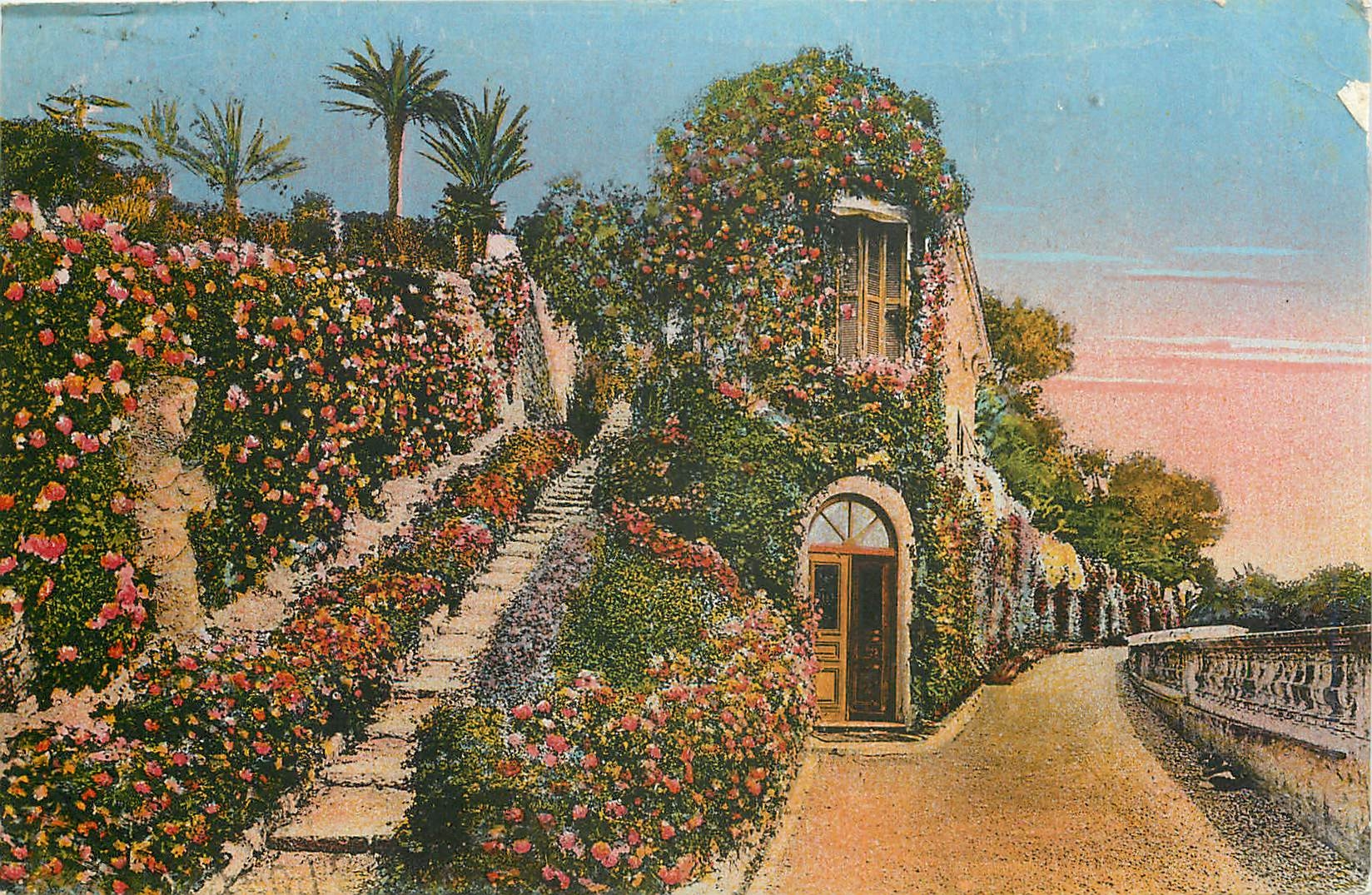 CPA Florique Artistique Entree Fleurie de Villa Cote d'Azur 
