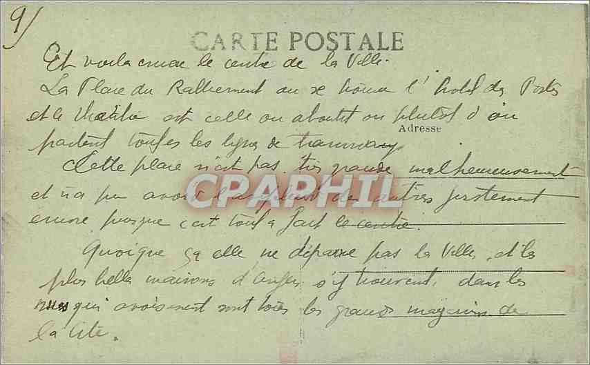 CPA Angers Le Theatre Place du Ralliement  — Rückseite