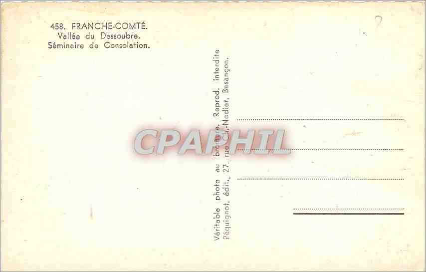 CPA Franche Comte Vallee du Dessoubre Seminaire de Consolation  — Rückseite