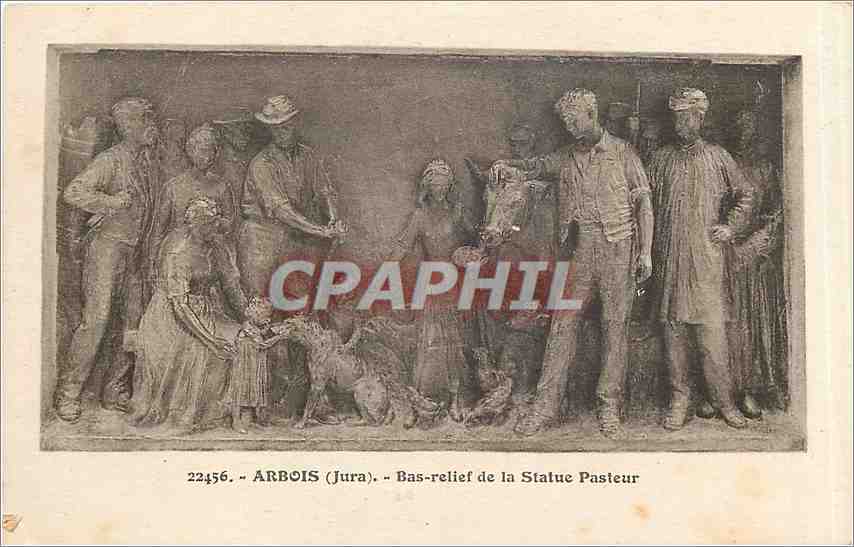 CPA Arbois Jura Bas relief de la Statue Pasteur 