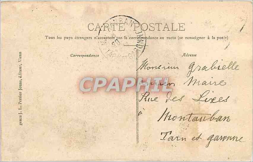 CPA Vienne Isere Le Plan de l'Aiguille Die Tombeau de Ponce Pilate  — Rückseite