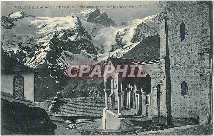 CPA Dauphine L'Eglise des Terrasses et la Meije 