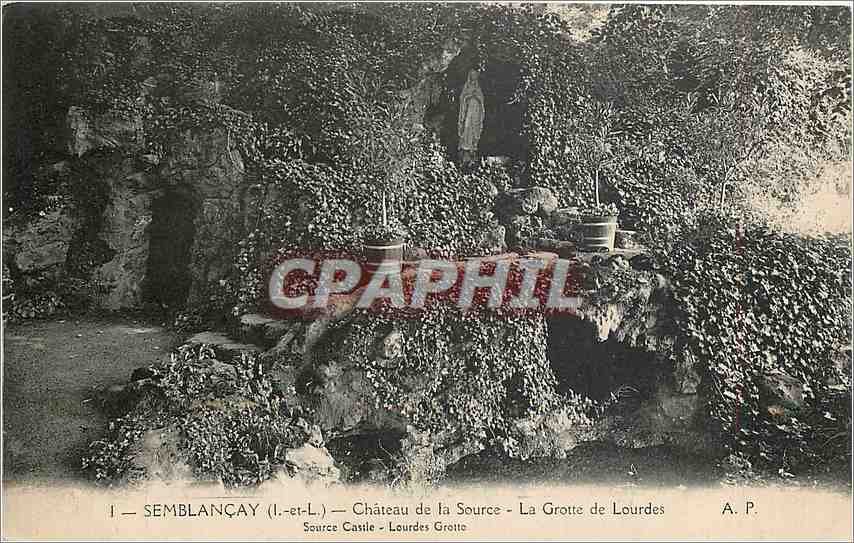 CPA Semblancay I et L Chateau de la Source La Grotte de Lourdes 