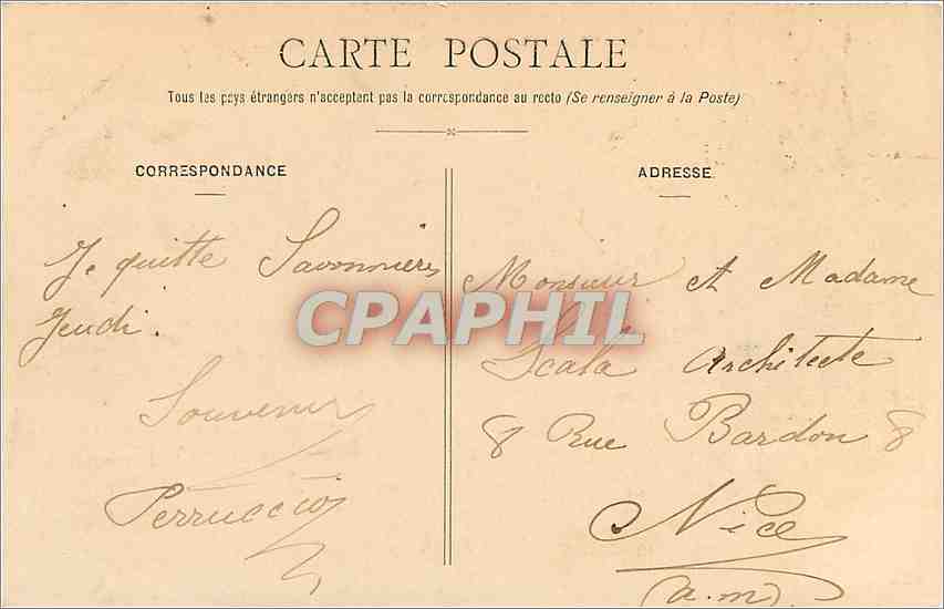 CPA Tours Entree du Boulevard Beranger et palais de justice Tramway — Rückseite