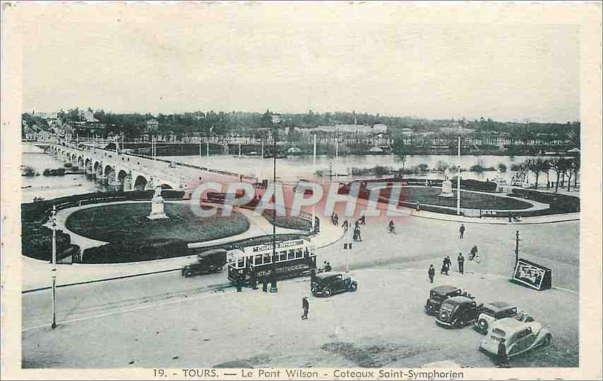 CPA Tours Le Pont Wilson Coteaux Saint Symphorien Tramway