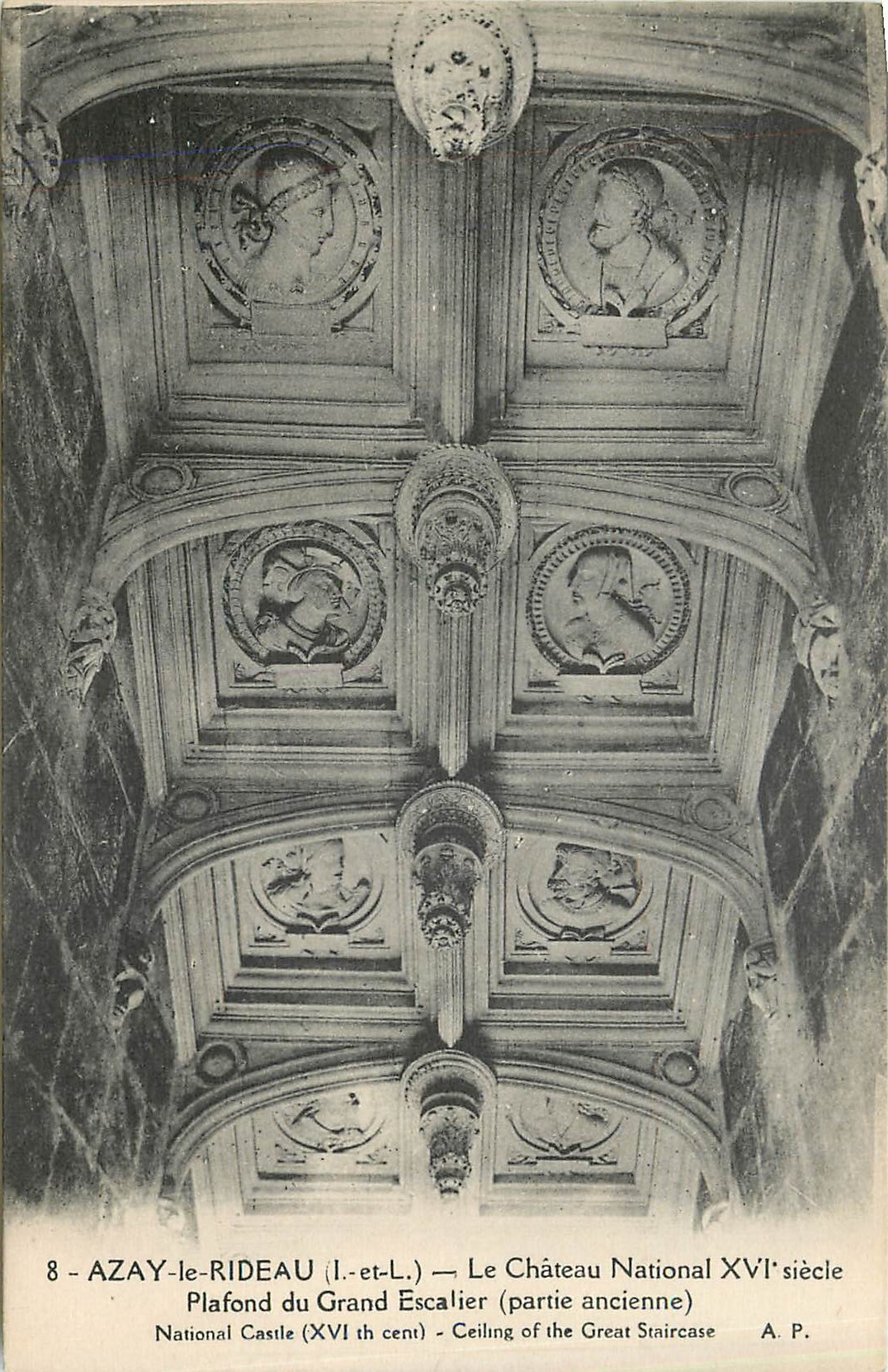 CPA Azay le Rideau Le Chateau National XVI siecle Plafond du Grand Escalier 