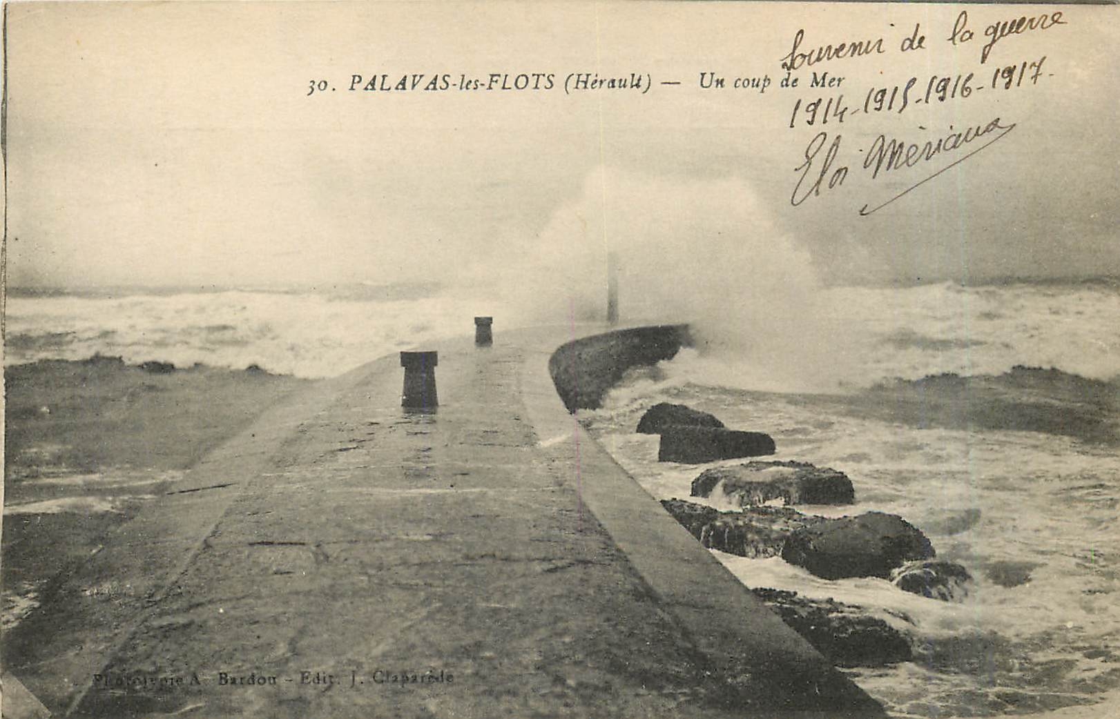 CPA Palavas les Flots Herault Un coup de mer 