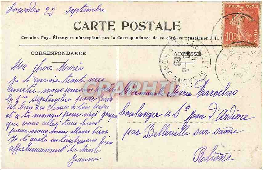 CPA Lourdes Le Chateau Fort  — Rückseite