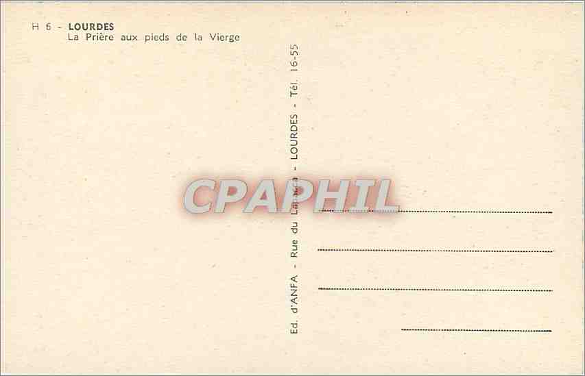 CPA Lourdes La Priere aux piedes de la Vierge  — Verso