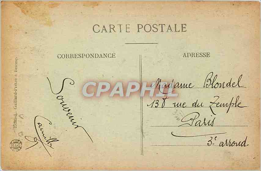 Le Pont du Diable — Franche-Comté — Éd. Guillard-Prêtre, n° 558 — Verso