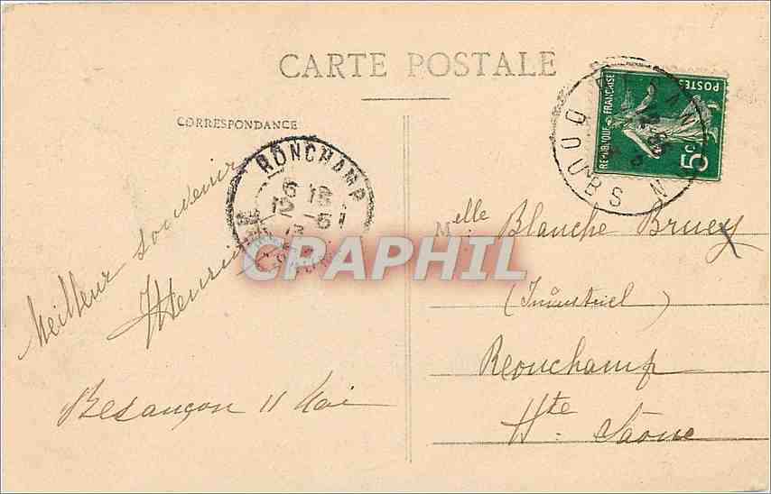 Besançon - Fontaine de l'État-Major — éditeur non identifié, n° de série 6 — Rückseite