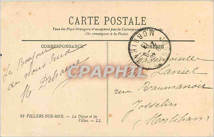 CPA Villers sur Mer La Digue et les Villas  — Rückseite