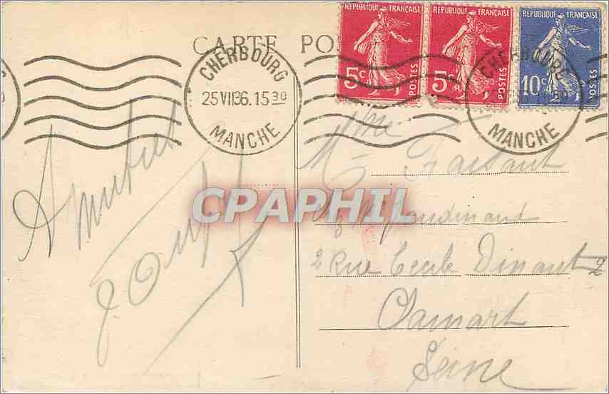 CPA Cherbourg La Phare de la Grande Jetee  — Rückseite