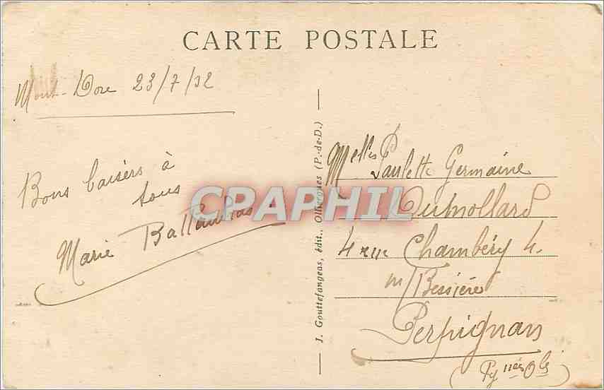 CPA Le Mont Dore  — Verso