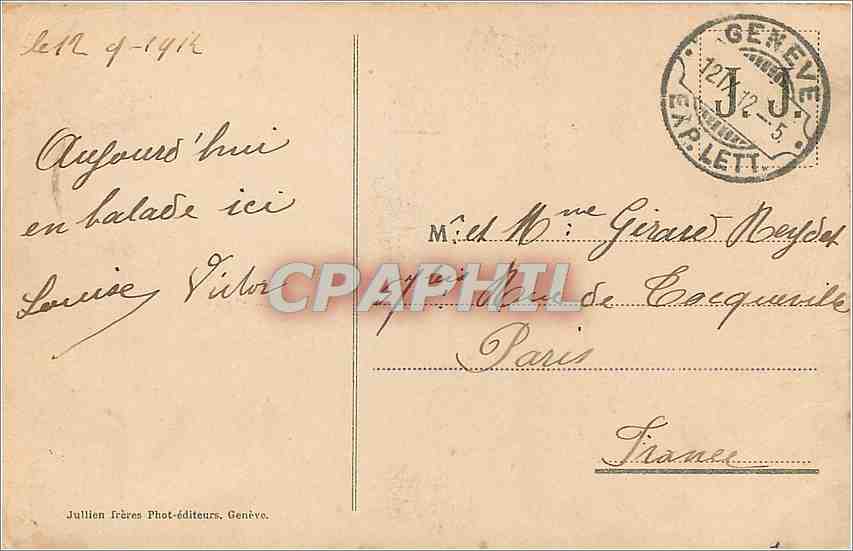CPA Geneve La Rade et le Jet d'eau  — Rückseite