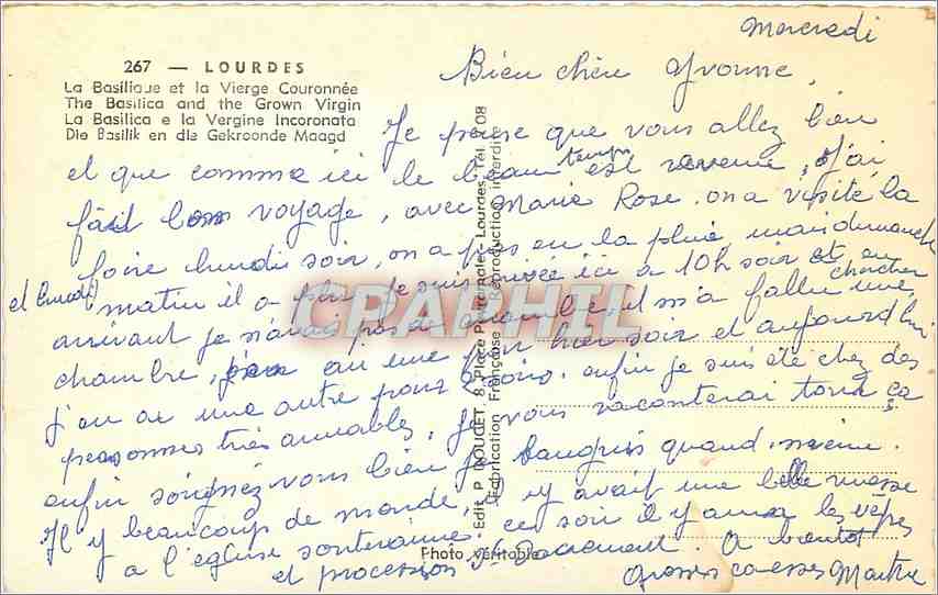CPA Lourdes La Basilique et la Vierge Couronnee  — Rückseite