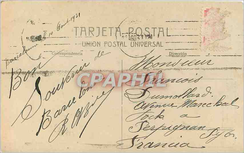 CPA Barcelona Via Lateyana y Calle de la Plateria  — Rückseite