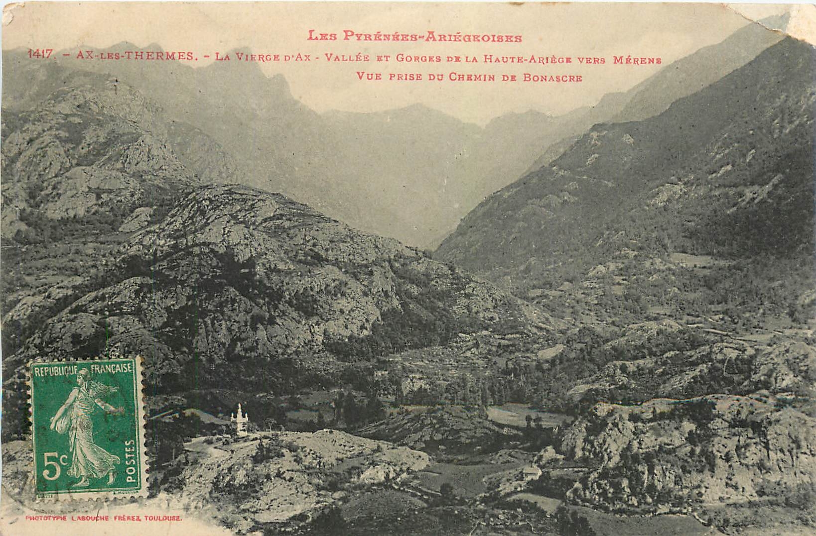 CPA Ax les Thermes La Vierge d'Ax Vallee et Gorges de la Haute Ariege vers Merene 
