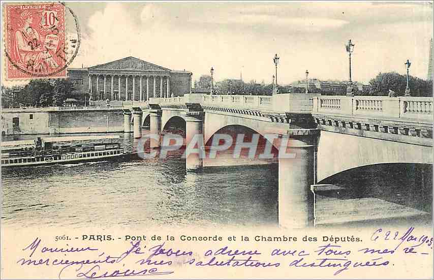 CPA Paris Pont de la Concorde et la Chambre des Deputes 