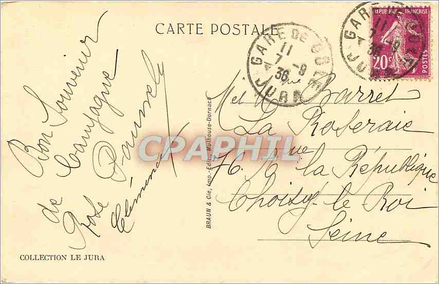 CPA Morez Les viaducs et la Grande Roche  — Rückseite