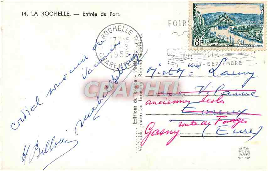 CPM La Rochelle Entree du Port Bateaux — Verso