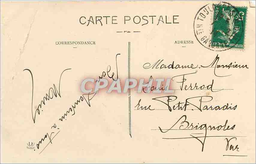 Toulouse — Allgemeiner Blick über die Garonne — Verlag: Toulouse Postkarte — Rückseite