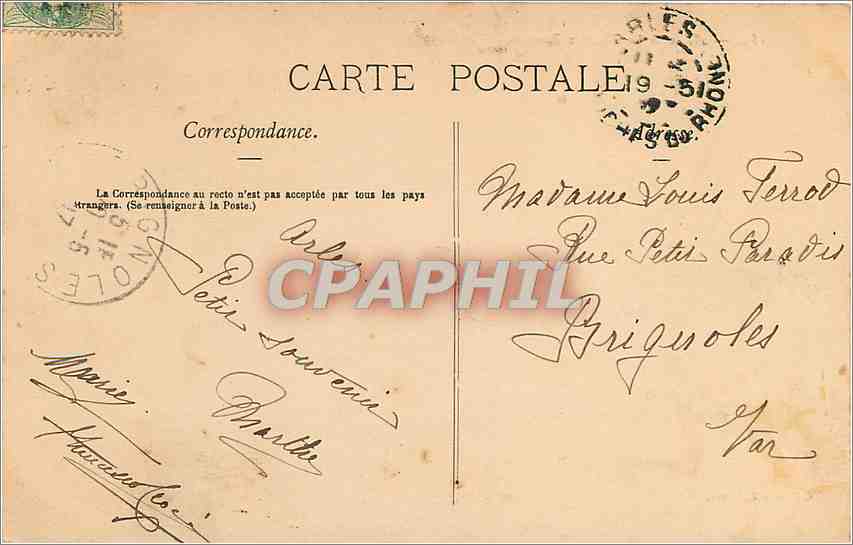 CPA Arles Le Theatre Romain  — Verso