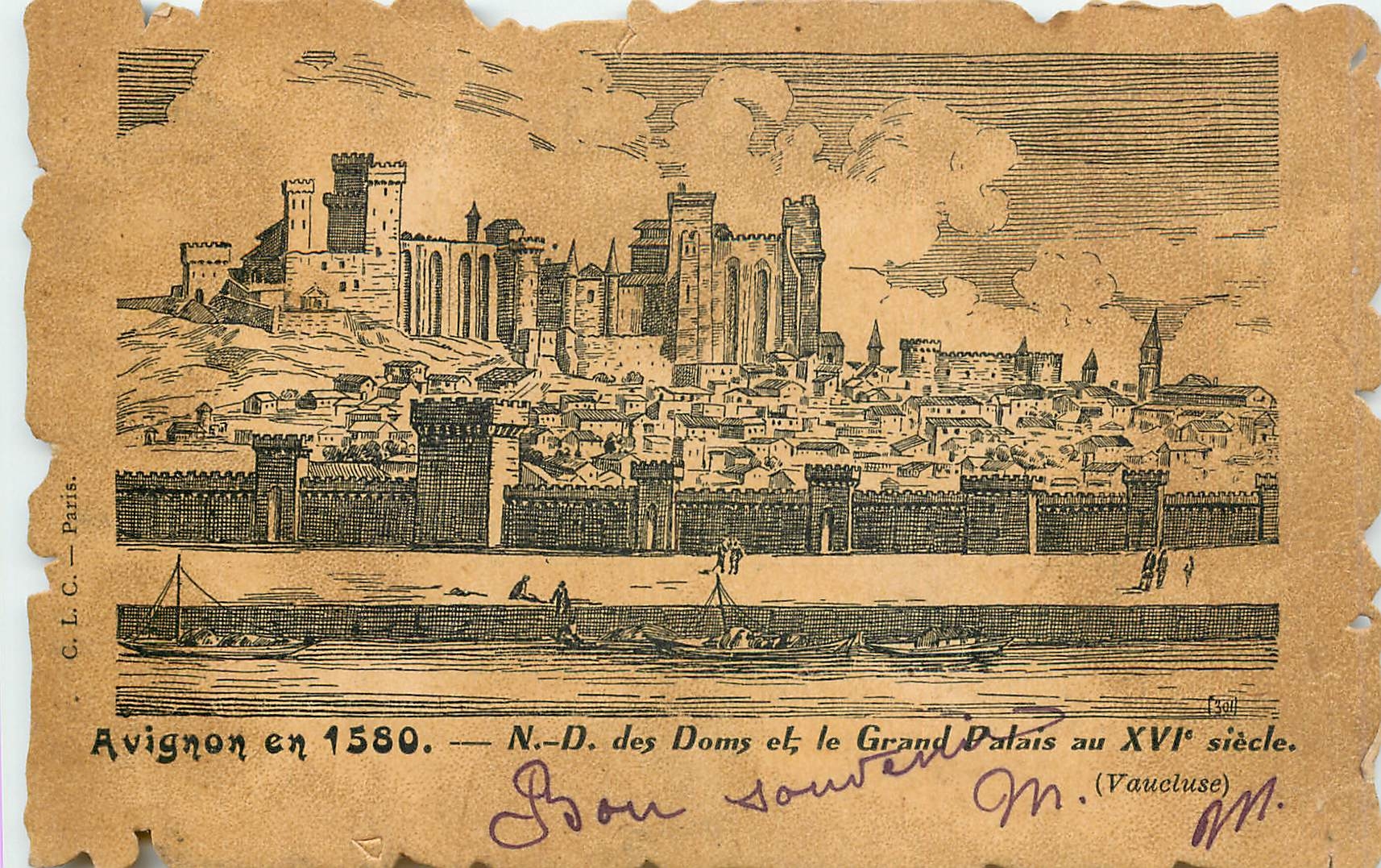 Avignon en 1580 — N.-D. des Doms et le Grand Palais au XVIe siècle — C.L.C. Paris