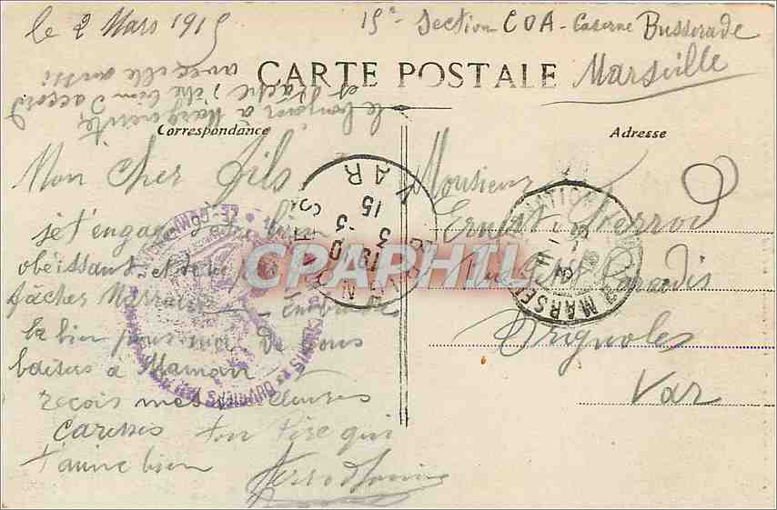 CPA Marseille Notre Dame de la Garde  — Rückseite