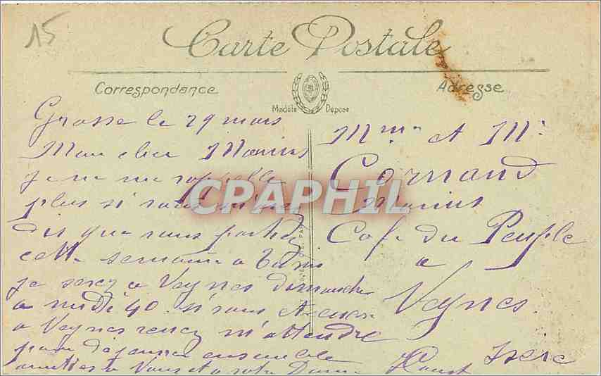 CPA Grasse Vue prise a travers les Palmiers du Grand Hotel  — Back
