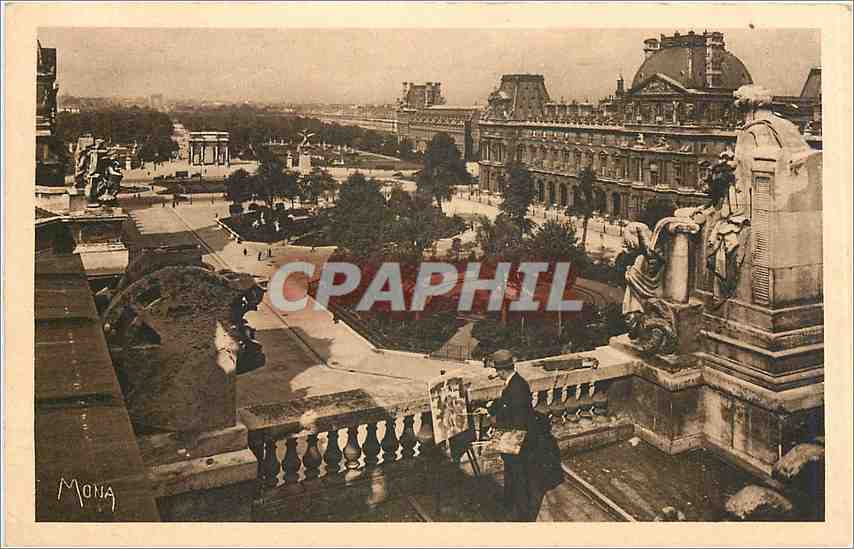 CPA Paris Vue sur le Louvre et les Jardins du Louvre et des Tuileries 