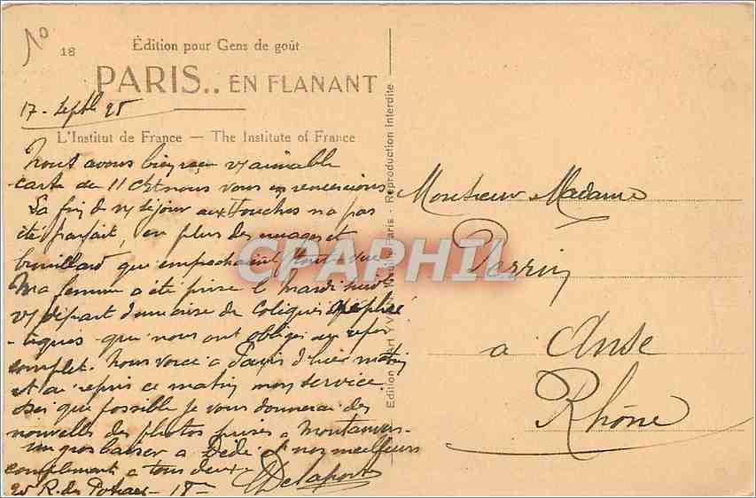 CPA Paris L'Institut de France  — Rückseite