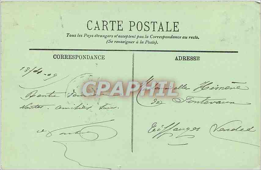 CPA Le Mans Notre Dame de la Couture et Square de la Prefecture  — Rückseite