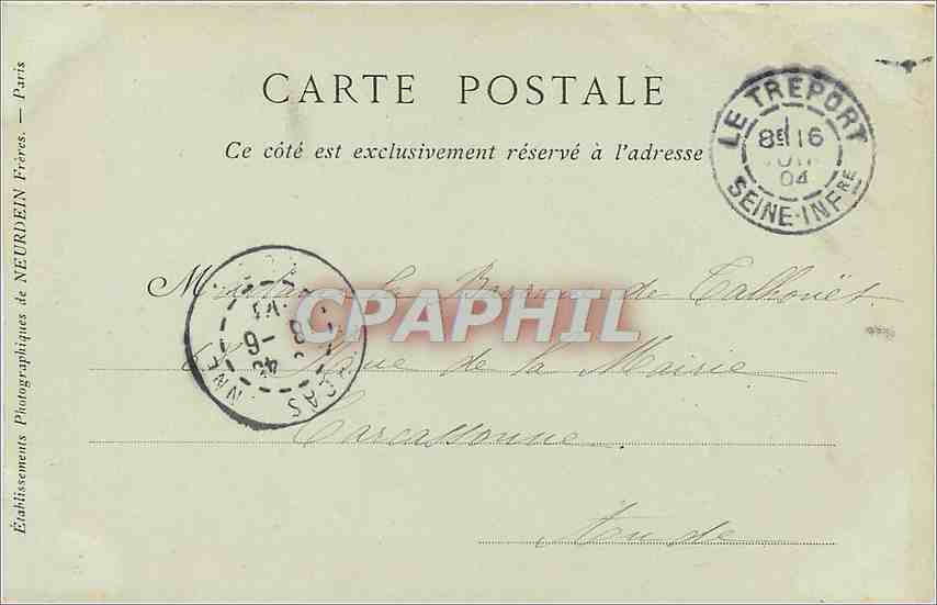 CPA Le Treport Clocher de l'Eglise  — Rückseite