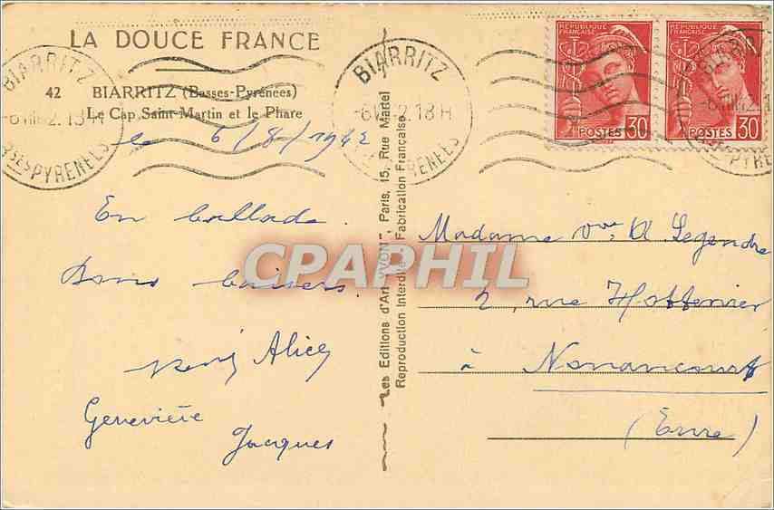CPA Biarritz Basses Pyrenees Le Cap Saint Martin et le Phare  — Rückseite