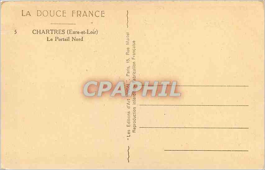 CPA Chartres Eure et Loir Le Portail Nord  — Rückseite