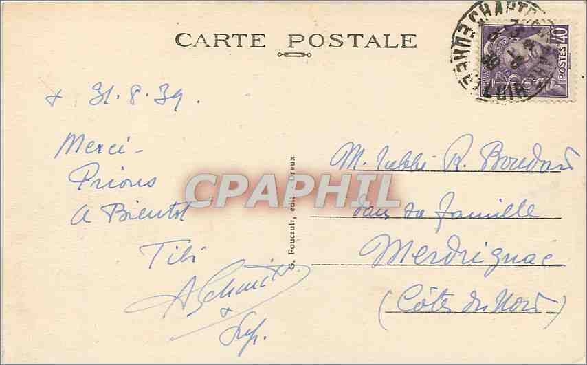 CPA Chartres E et L Le Grand Seminaire  — Rückseite
