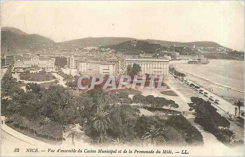 CPA Nice Vue d'ensemble du Casino Municipal et de la Promenade du Midi 