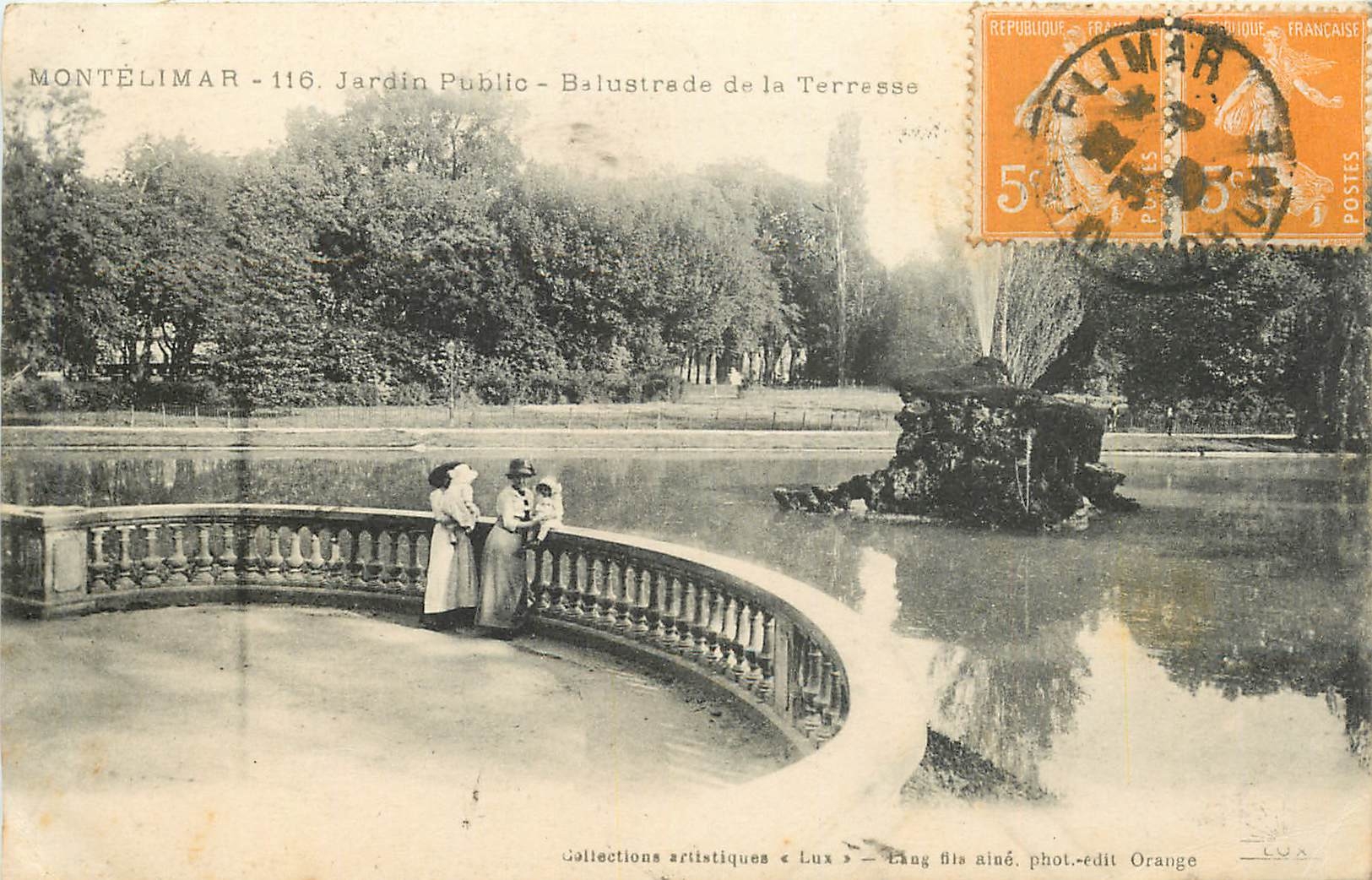 Montélimar - 116. Jardin Public - Balustrade de la Terrasse — Collections artistiques « Lux » — Lang fils aîné, phot.-édit Orange