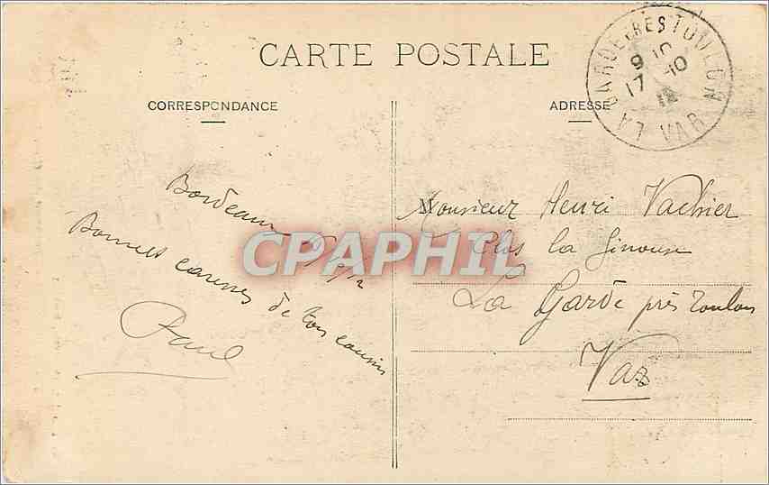 CPA Bordeaux Monument des Girondins  — Verso