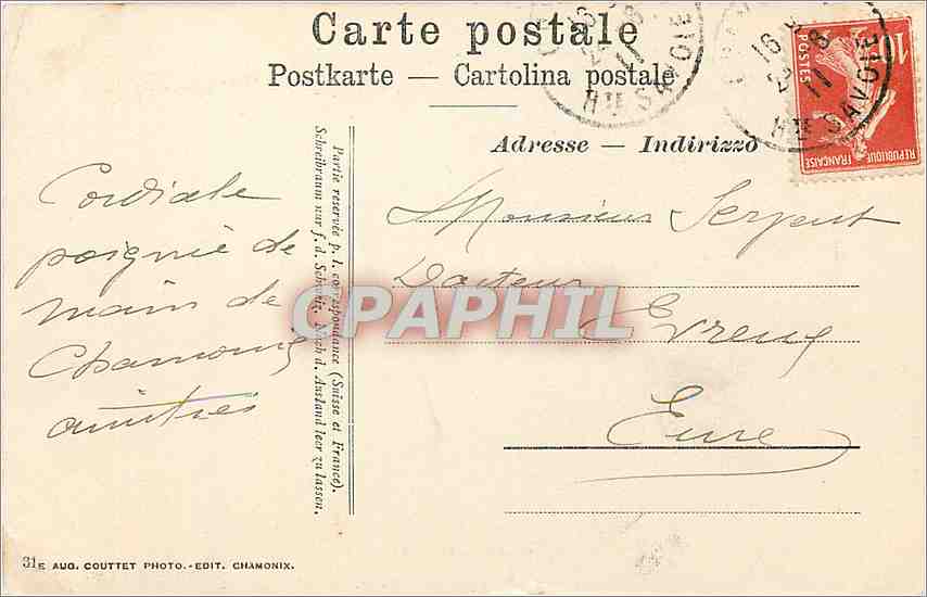 CPA Chamonix et le Brevent  — Verso