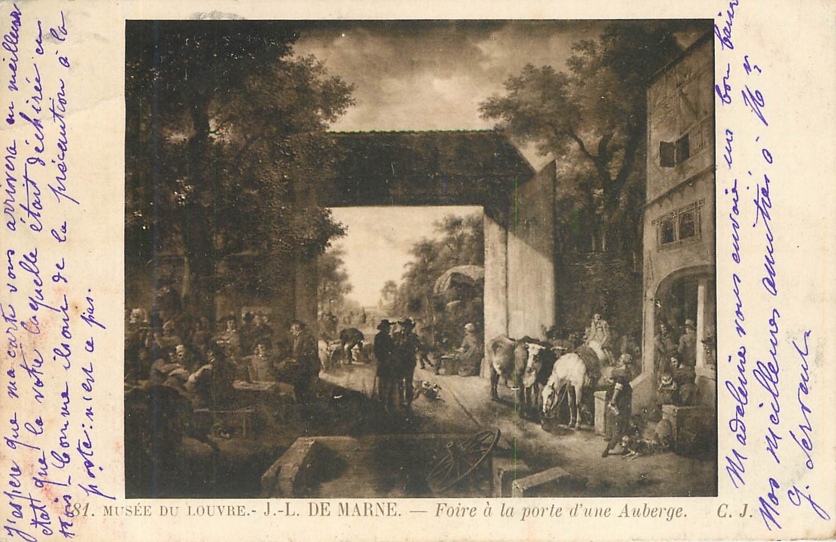CPA Musee du Louvre JJ De Marne Foire a la porte d'une Auberge 