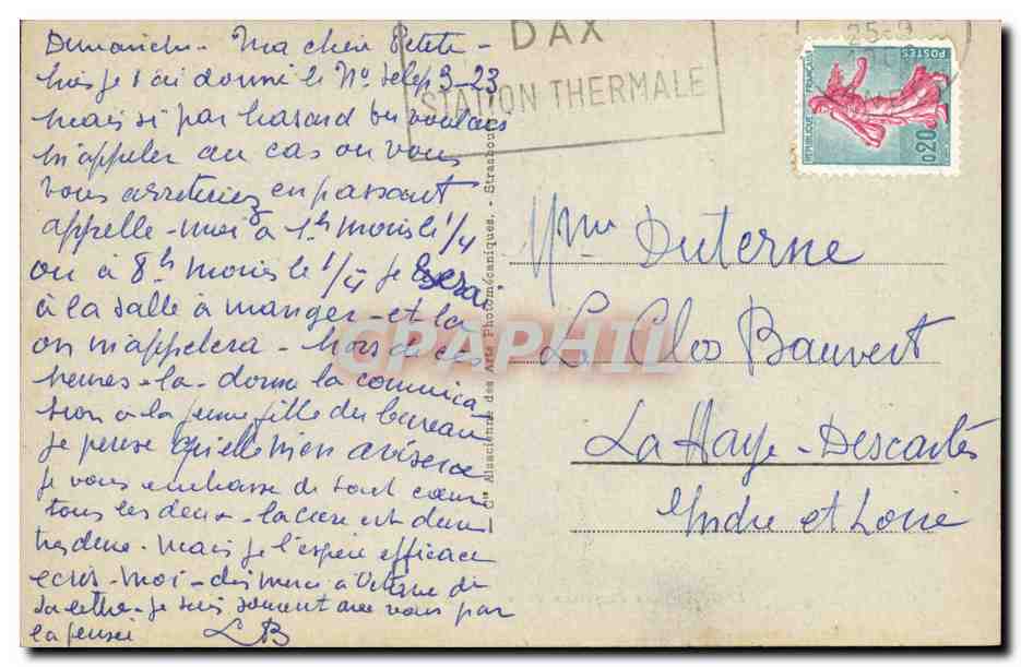 Dax CPA Les fontaines de la source de la Nehe sulfatee calcique 64e — Rückseite